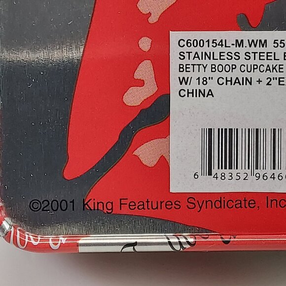 BETTY BOOP 18" NECKLACE WITH HAND PAINTED ENAMEL FLIRTY GIRL CUPCAKE CHARM VTG - Picture 6 of 9